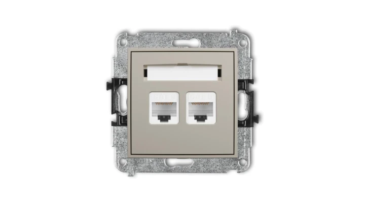 ICON Mechanizm gniazda komputerowego podwójnego 2xRJ45, kat. 6, 8-stykowy taupe 60IGK-4