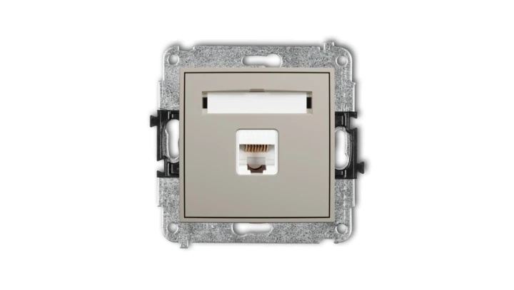 ICON Mechanizm gniazda komputerowego pojedynczego 1xRJ45, kat. 5e, 8-stykowy taupe 60IGK-1