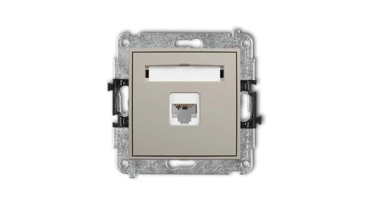 ICON Mechanizm gniazda komputerowego pojedynczego 1xRJ45, kat. 6, 8-stykowy taupe 60IGK-3