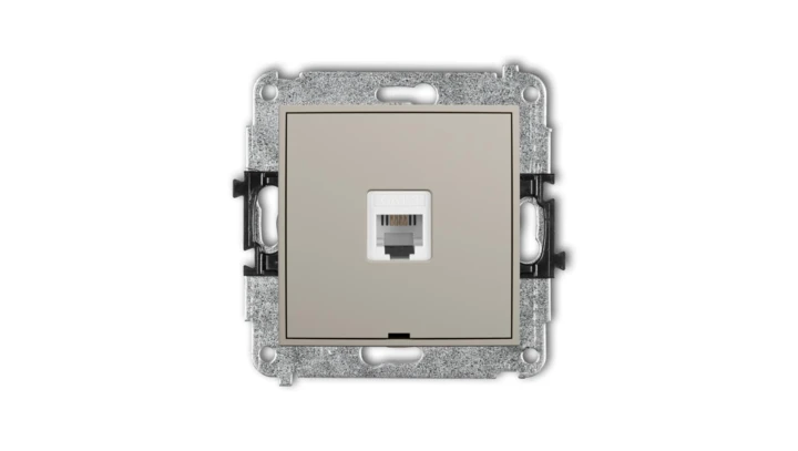 ICON Mechanizm gniazda telefonicznego pojedynczego 1xRJ11, 4-stykowy, beznarzędziowe, bez pola opisowego taupe 60IGTBO-1