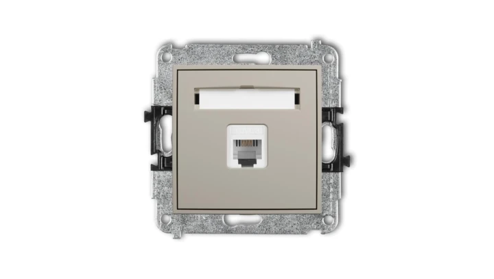 ICON Mechanizm gniazda telefonicznego pojedynczego 1xRJ11, 4-stykowy, beznarzędziowe taupe 60IGT-1