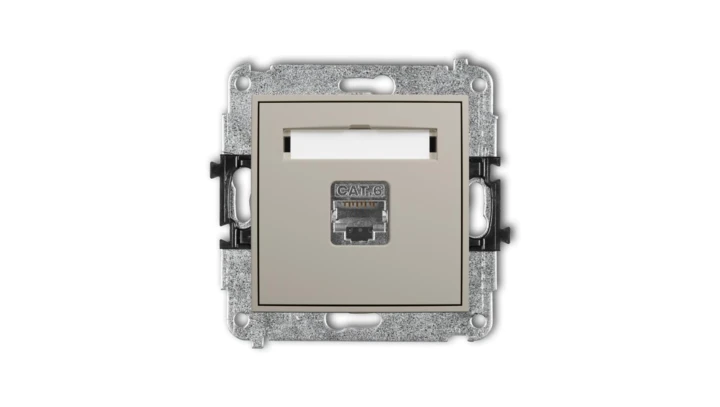 ICON Mechanizm gniazda komputerowego pojedynczego 1xRJ45, kat. 5e, ekranowany, 8-stykowy taupe 60IGK-1e