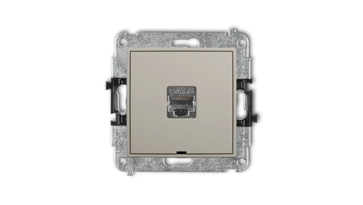 ICON Mechanizm gniazda komputerowego pojedynczego 1xRJ45, kat. 6, ekranowany, 8-stykowy, bez pola opisowego taupe 60IGKBO-5
