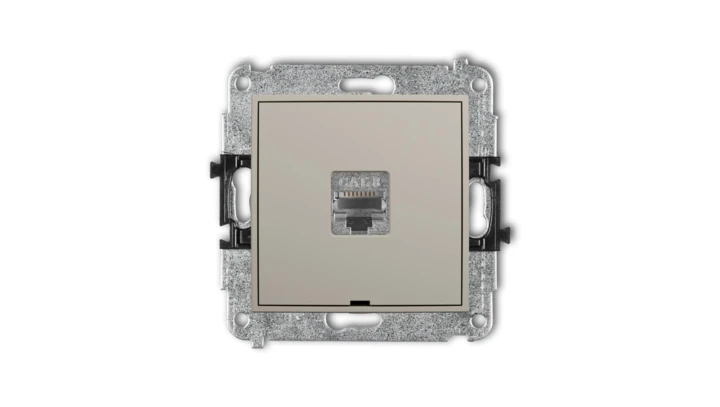 ICON Mechanizm gniazda komputerowego pojedynczego 1xRJ45, kat. 8, ekranowany, 8-stykowy, bez pola opisowego taupe 60IGKBO-11
