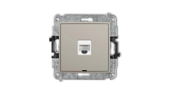 ICON Mechanizm gniazda komputerowego pojedynczego 1xRJ45, kat. 6A, 8-stykowy, bez pola opisowego taupe 60IGKBO-7