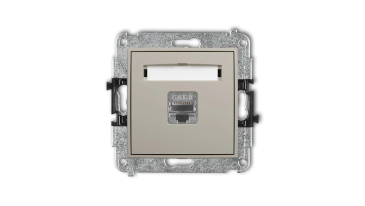 ICON Mechanizm gniazda komputerowego pojedynczego 1xRJ45, kat. 8, ekranowany, 8-stykowy taupe 60IGK-11