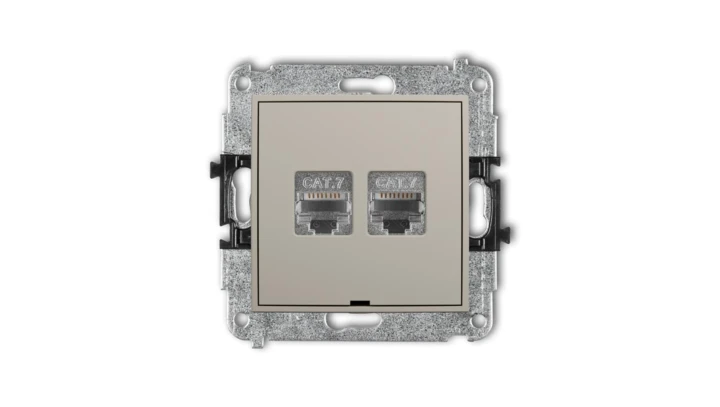 ICON Mechanizm gniazda komputerowego podwójnego 2xRJ45, kat. 7, ekranowany, 8-stykowy, bez pola opisowego taupe 60IGKBO-10