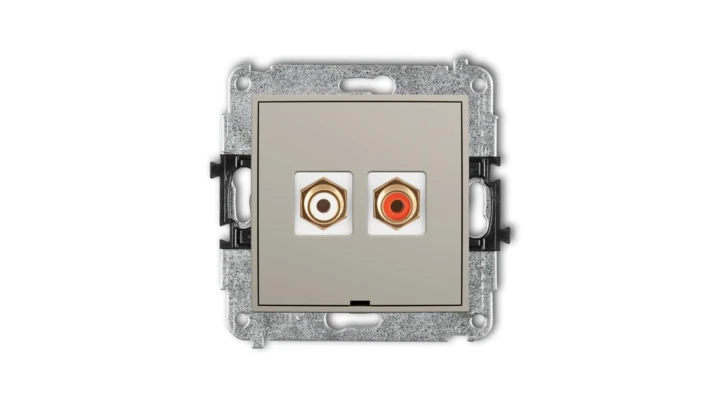 ICON Mechanizm gniazda podwójnego RCA, bez pola opisowego (typu cinch - biały i czerwony, pozłacany) taupe 60IGRCABO-2