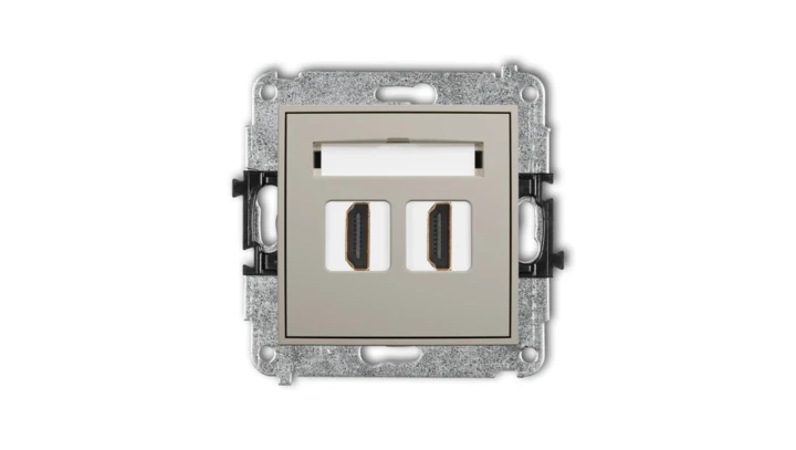 ICON Mechanizm gniazda podwójnego HDMI 2.0, 4K taupe 60IHDMI-4