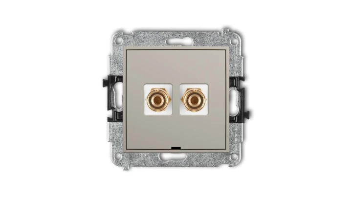 ICON Mechanizm gniazda głośnikowego poj., bez opisu (banan - czerwony i czarny, pozłacany, 4 mm2, do lutowania) taupe 60IGGBO-3