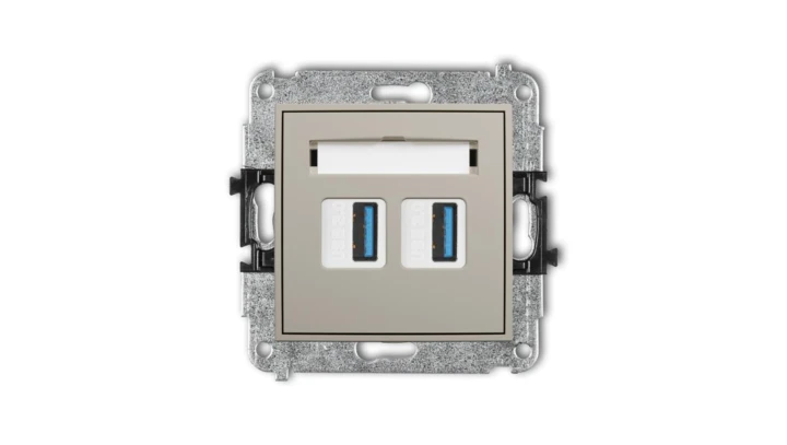 ICON Mechanizm gniazda podwójnego 2xUSB A-A 3.0 taupe 60IGUSB-6