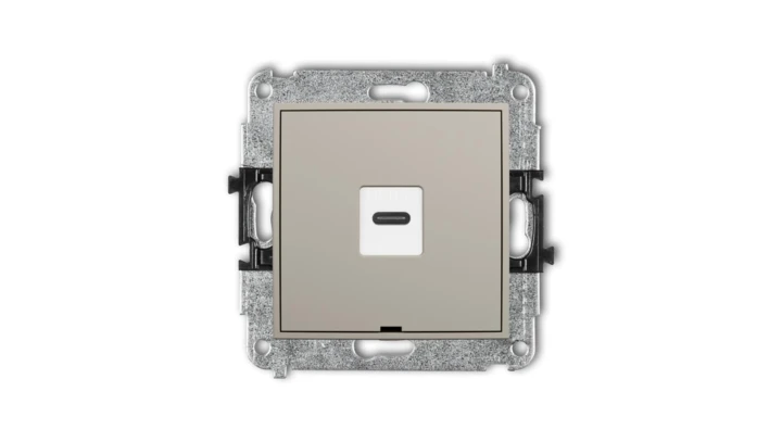 ICON Mechanizm gniazda pojedynczego 1xUSB C-C, bez pola opisowego taupe 60IGUSBBO-7
