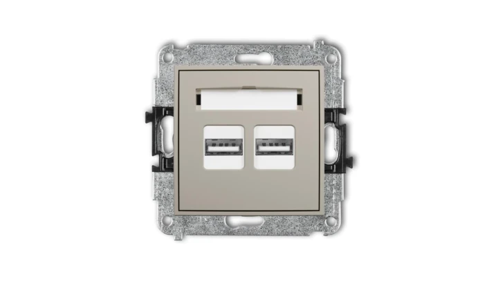 ICON Mechanizm ładowarki USB podwójnej 2xUSB A, 15,5W max., 5V, 3.1A taupe 60ICUSB-6