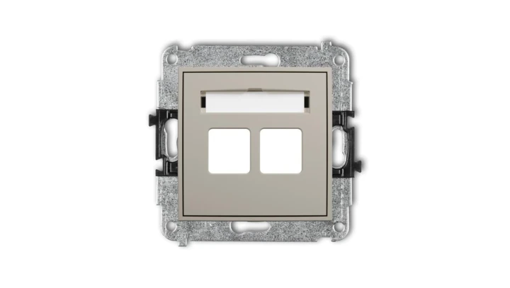 ICON Mechanizm gniazda multimedialnego podwójnego bez modułu (standard Keystone) taupe 60IGM-2P
