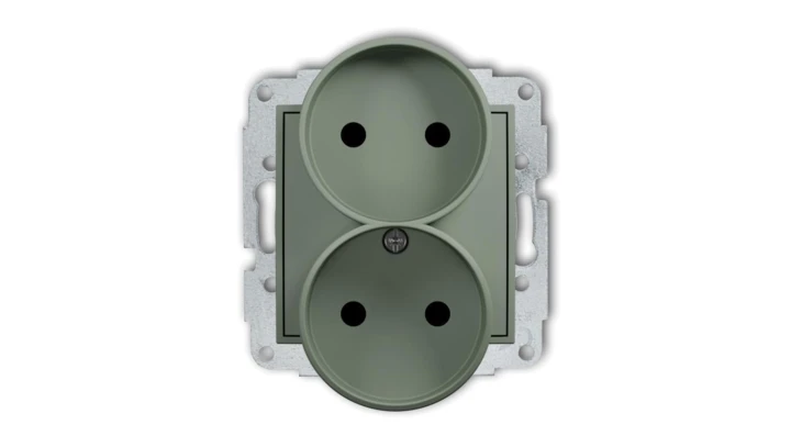 ICON Mechanizm gniazda podwójnego do ramki bez uziemienia 2x2P (przesłony torów prądowych) szałwiowy 61IGPR-2p