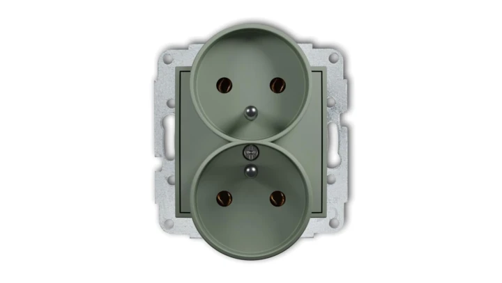 ICON Mechanizm gniazda podwójnego do ramki z uziemieniem 2x(2P+Z) (bez przesłon torów prądowych) szałwiowy 61IGPR-2z