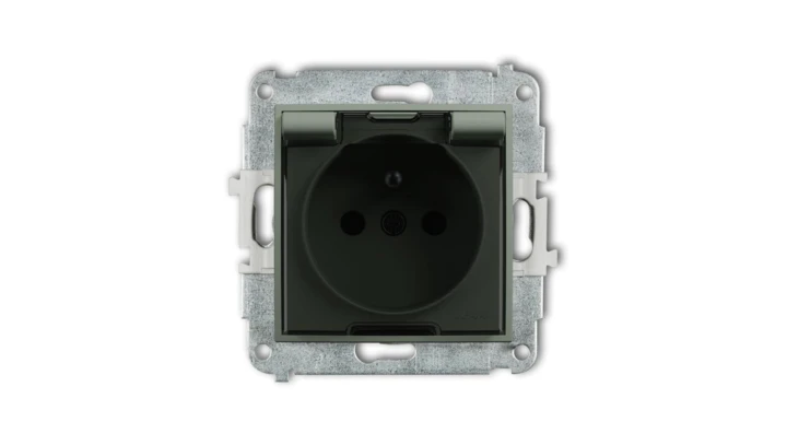 ICON Mechanizm gniazda bryzgoszczelnego z uziemieniem 2P+Z (klapka dymna, przesłony torów prądowych) szałwiowy 61IGPB-1zdp