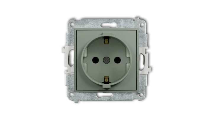 ICON Mechanizm gniazda pojedynczego z uziemieniem SCHUKO 2P+Z (przesłony torów prądowych) szałwiowy 61IGP-1sp