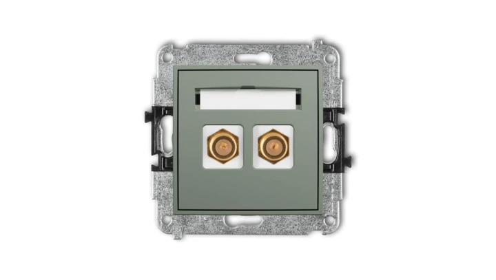 ICON Mechanizm gniazda antenowego podwójnego typu F (SAT) pozłacany szałwiowy 61IGF-2.1