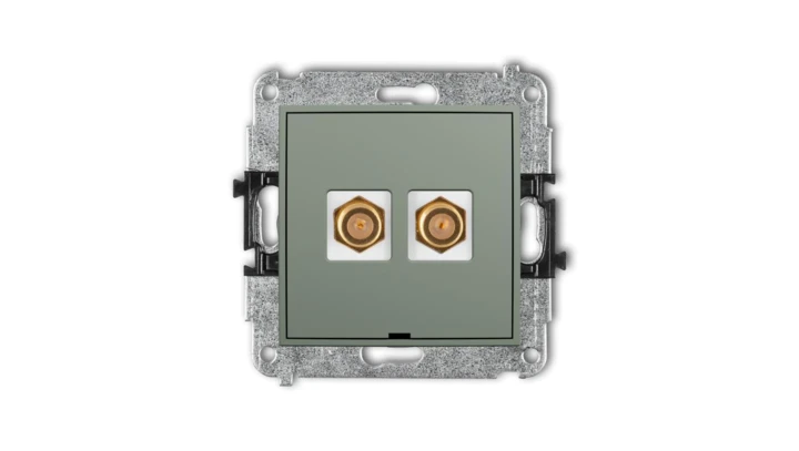 ICON Mechanizm gniazda antenowego podwójnego typu F (SAT) pozłacany, bez pola opisowego szałwiowy 61IGFBO-2.1