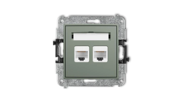 ICON Mechanizm gniazda komputerowego podwójnego 2xRJ45, kat. 5e, 8-stykowy szałwiowy 61IGK-2