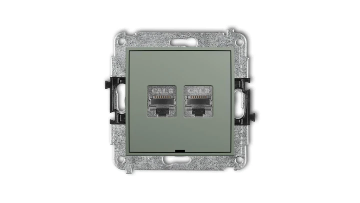 ICON Mechanizm gniazda komputerowego podwójnego 2xRJ45, kat. 8, ekranowany, 8-stykowy, bez pola opisowego szałwiowy 61IGKBO-12