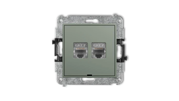ICON Mechanizm gniazda komputerowego podwójnego 2xRJ45, kat. 7, ekranowany, 8-stykowy, bez pola opisowego szałwiowy 61IGKBO-10