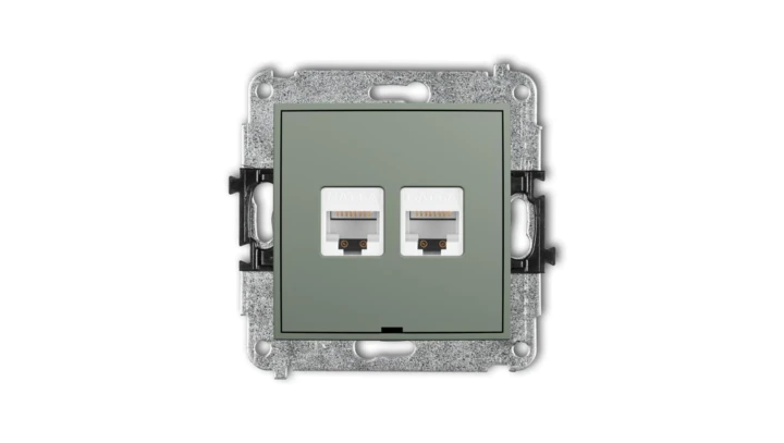 ICON Mechanizm gniazda komputerowego podwójnego 2xRJ45, kat. 6A, 8-stykowy, bez pola opisowego szałwiowy 61IGKBO-8
