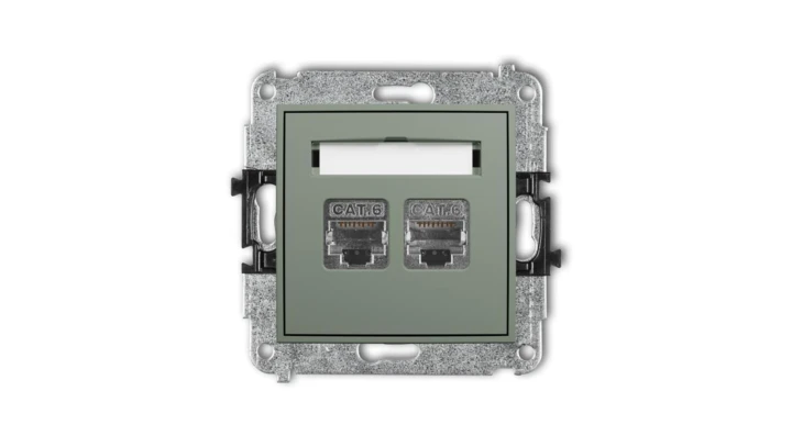 ICON Mechanizm gniazda komputerowego podwójnego 2xRJ45, kat. 6, ekranowany, 8-stykowy szałwiowy 61IGK-6