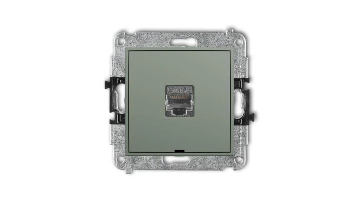 ICON Mechanizm gniazda komputerowego pojedynczego 1xRJ45, kat. 6, ekranowany, 8-stykowy, bez pola opisowego szałwiowy 61IGKBO-5