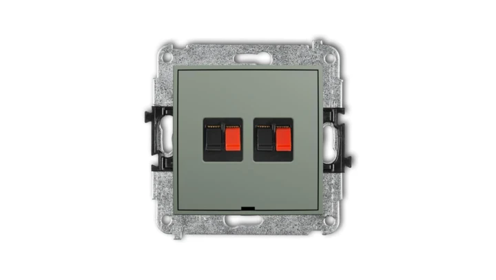 ICON Mechanizm gniazda głośnikowego podwójnego, bez pola opisowego szałwiowy 61IGGBO-2