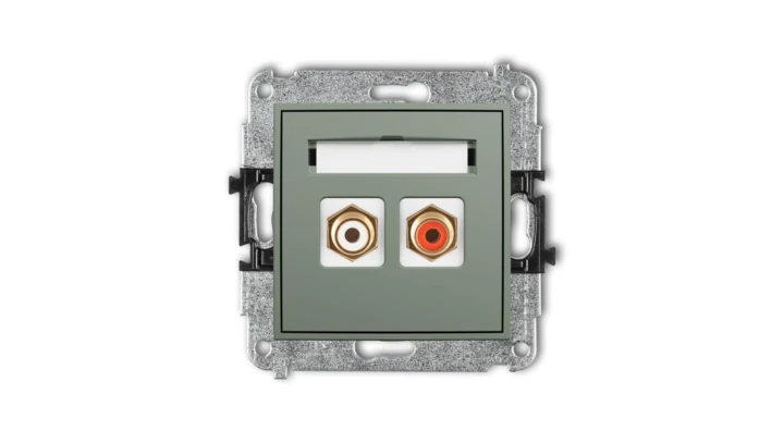 ICON Mechanizm gniazda podwójnego RCA (typu cinch - biały i czerwony, pozłacany) szałwiowy 61IGRCA-2