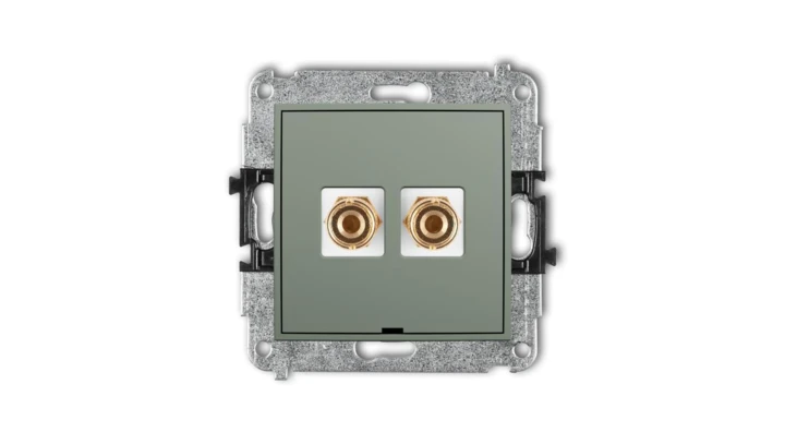 ICON Mechanizm gniazda głośnikowego poj. bez opisu (banan - czerwony i czarny, pozłacany, 4 mm2, do lut.) szałwiowy 61IGGBO-3