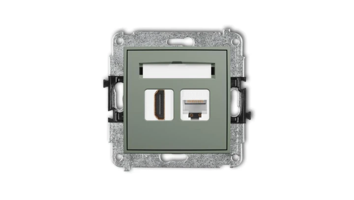 ICON Mechanizm gniazda pojedynczego HDMI 2.0, 4K + gniazda komp. poj. 1xRJ45, kat. 5e, 8-stykowy szałwiowy 61IGHK