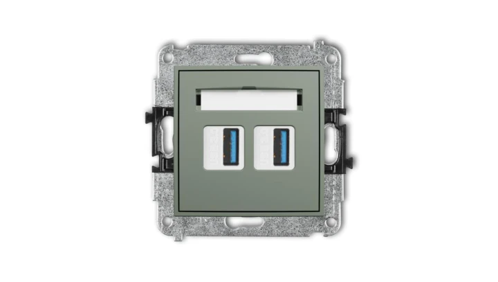 ICON Mechanizm gniazda podwójnego 2xUSB A-A 3.0 szałwiowy 61IGUSB-6