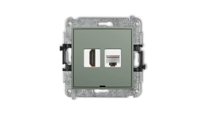 ICON Mechanizm gniazda pojedynczego HDMI 2.0, 4K + gniazda komp. poj. 1xRJ45, kat. 5e, 8-stykowy, bez opisu szałwiowy 61IGHKBO