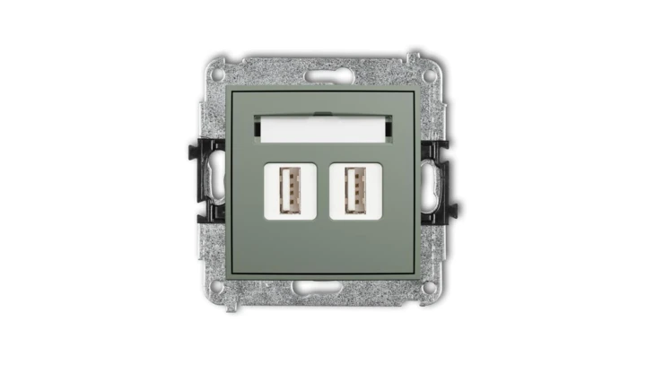 ICON Mechanizm gniazda podwójnego 2xUSB A-A 2.0 szałwiowy 61IGUSB-2