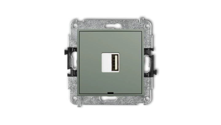 ICON Mechanizm ładowarki USB pojedynczej USB A, 10W max., 5V, 2A, bez pola opisowego szałwiowy 61ICUSBBO-3