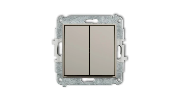 MINI Mechanizm łącznika żaluzjowego z podtrzymaniem (dwa klawisze bez piktogramów) taupe 60MWP-88.1