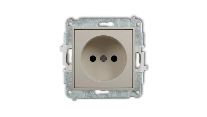 MINI Mechanizm gniazda pojedynczego bez uziemienia 2P (przesłony torów prądowych) taupe 60MGP-1p