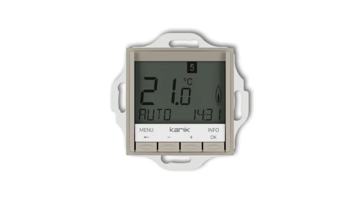 MINI Mechanizm uniwersalnego elektronicznego tygodniowego regulatora temperatury (podświetlenie niebieskie) taupe 60MRT-3.2