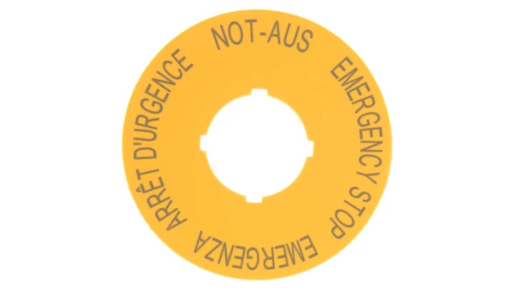 Tabliczka opisowa żółta okrągła fi60 EMERGENCY STOP M22-XBK1 216483