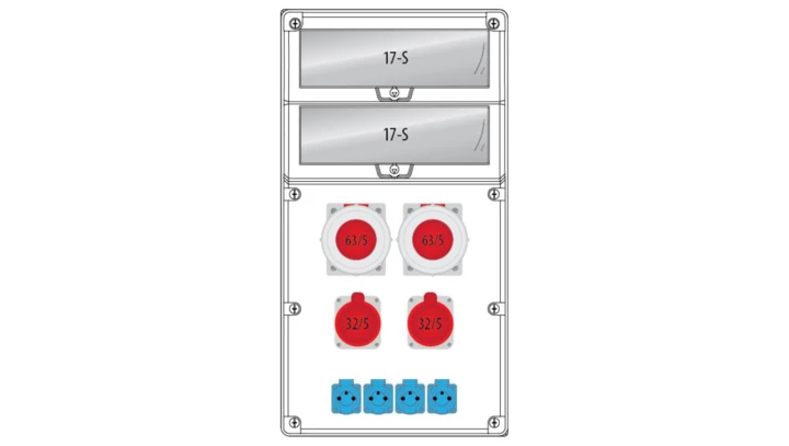 Rozdzielnica R-BOX 740 34S:2x63/5,2x32/5,4x250V,IP44 B.18.740-1
