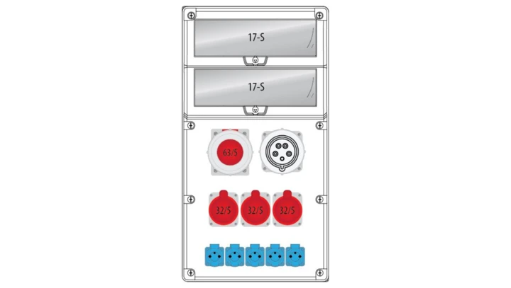 Rozdzielnica R-BOX 740 34S:1x63/5,3x32/5,5x250V,1xWTP63/5,IP44 B.18.740-9