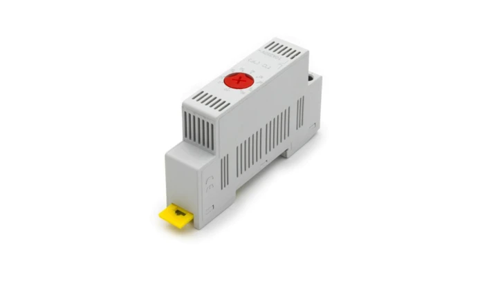 Termostat NC otwierający, regulowany (do sterowania elementów grzejnych), na szynę DIN DN-TMZ-41-F