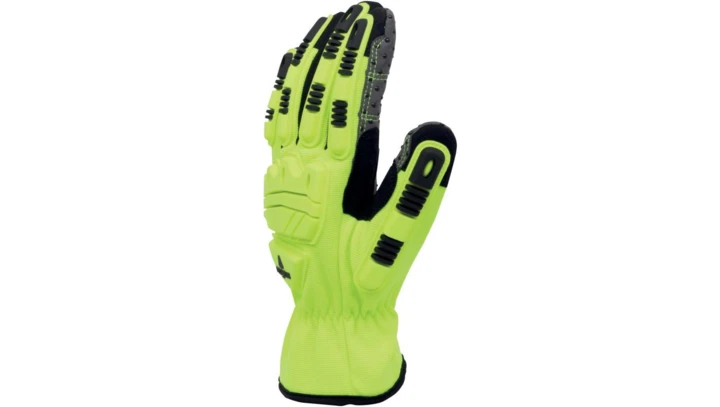 Rękawice udarowe, wielozadaniowe, doskonała chwytność dzięki wypustkom z PVC, kolor żółty, rozmiar 7, VV906JA07