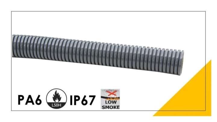 Peszel poliamidowy PA6-S bezhalogenowy 9,9mm/13mm DN 10 szary 801.210.0 /50m/