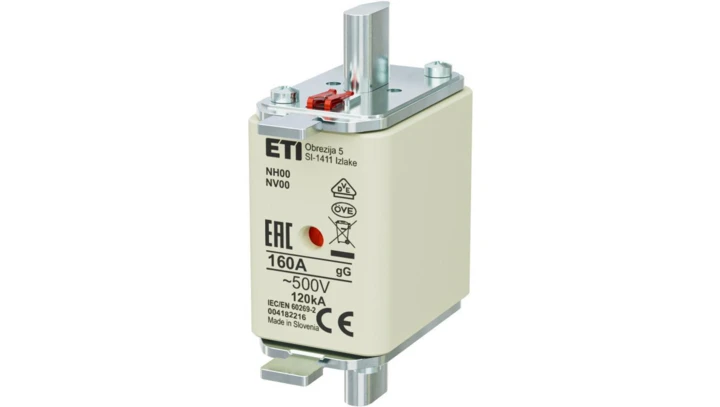 Bezpiecznik nożowy Wkładka topikowa, przemysłowa zwłoczna KOMBI NH00, NH00C gG/gL 160A 500V ETI POLAM