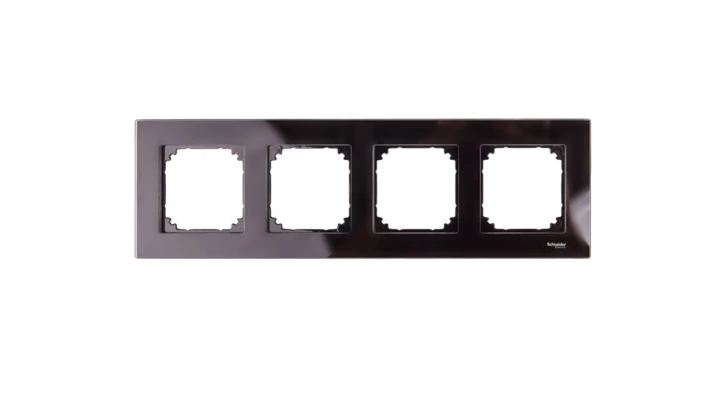 Ramka czterokrotna, szkło, onyksowy Merten, M-Elegance MTN404403