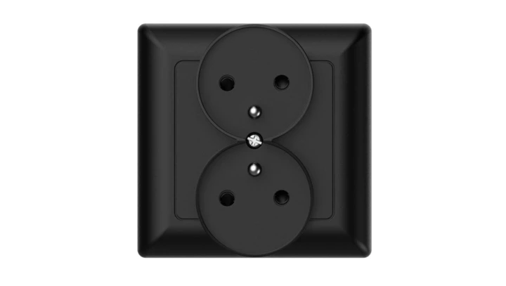 Gniazdo podtynkowe z uziemieniem podwójne, Varia, czarne / 46124